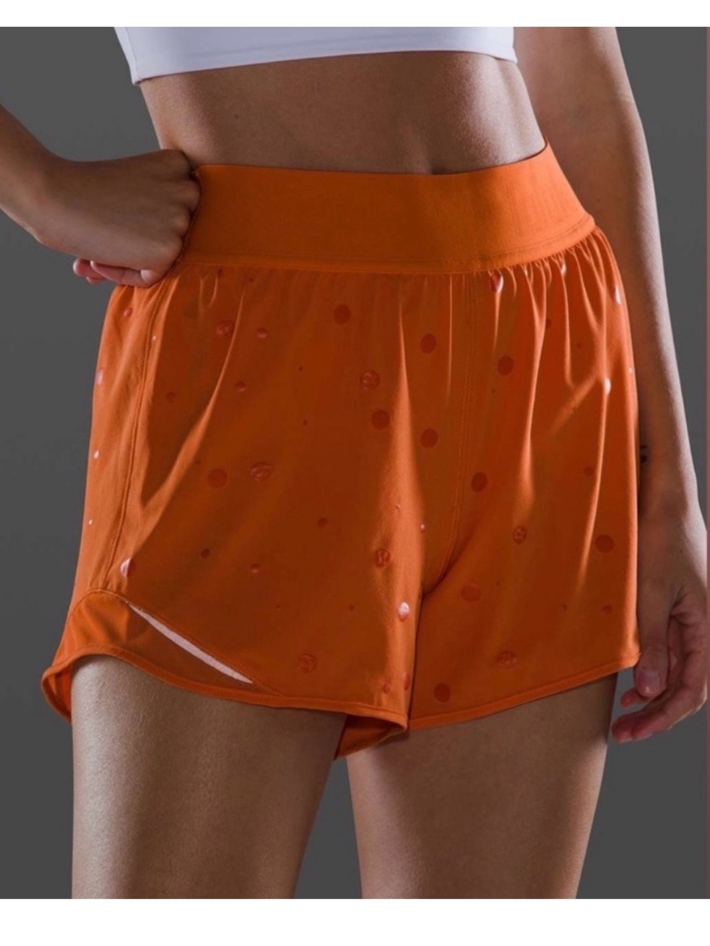 Lululemon Hotty Hot Short 4" *Logo Poco Logo Foil Amber Orange Size 6